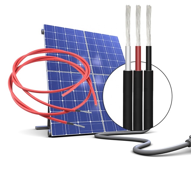 Black Red Tinner Tuv Certificate Xlpo Insulation Pv Solar Cable 1000v 1500v 6mm 10mm Power Pvc Sheath Dc Solar Cable