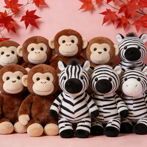 Porte-clés en peluche personnalisé de haute qualité, mini-jouets en peluche singe zèbre, animaux en peluche pour la chambre de bébé - Product Image 1