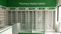 Mobilier d'intérieur pour pharmacie tout-en-un avec comptoir de caisse, taille personnalisée OEM/ODM, éclairage LED vert, respectueux de l'environnement