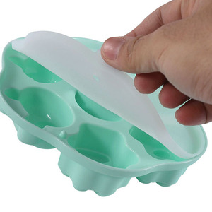 Moule en silicone rose à 6 cavités pour compléments alimentaires pour bébés Moules à glace en forme de patte d'ours de chat pour crème glacée jus de yaourt avec couvercle - Product Image 6