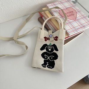 Cute Knit Mini <b>Handbag</b> Women Wrist Bag Crossbody Cell Phone Purse <b>Girls</b> Packing Bag Custom Knitted Bag - Product Image 3