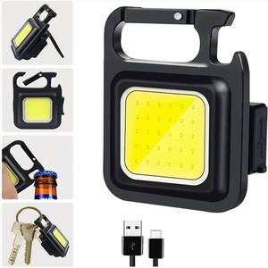 <b>Mini</b> Magnetic COB Keychain Light 500Lumens Bright USB Rechargeable Flashlight 3 Light Modes Portable Folding Bracket Work Lamp - Product Image 2