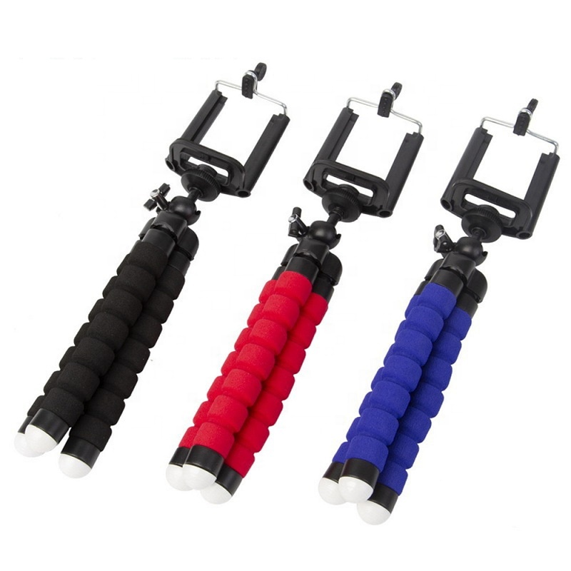 Оптовая продажа, Мини Гибкий губчатый штатив, восьмиугольные штативы с держателем для телефона, подставка для смартфона