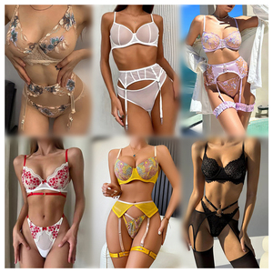 where to buy sexy lingerie online Embroidered Flower See-Through Sexy Lingerie Set – Blue Zone Planet main image 1