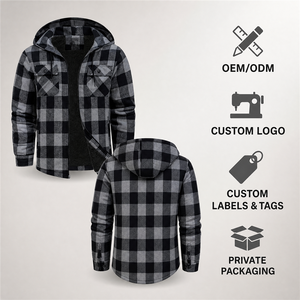 Chaqueta de Franela a Cuadros con Capucha para Hombre, Estilo Casual de Invierno, Corte Regular con Bolsillos - Product Image 3