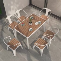 Ensemble de table et chaises d'extérieur, meubles de jardin, mobilier moderne en polyéthylène, imperméable, léger, durable, ensemble de salle à manger d'extérieur pour villa