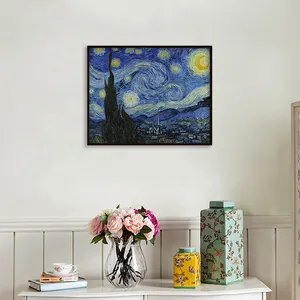 Vincent Willem Van Gogh's Famous 'Star Moonlight' Classical Oil Painting Reproduction Custom Model Number Canvas Support Base