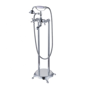 Robinet de <span class=keywords><strong>bain</strong></span> indépendant en laiton, <span class=keywords><strong>douche</strong></span> pour téléphone portable européen, Double poignées Antique - Product Image 5