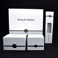 Boîte d'emballage de montre bracelet de marque personnalisée boîtes de montre de luxe avec logo en feuille d'or oreiller en velours peluche noir à lumière LED