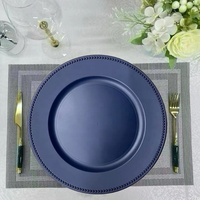 Chargeurs de perles de mariage en vrac pour assiettes à dîner table de fête assiettes de chargeur de perles métalliques en plastique bleu