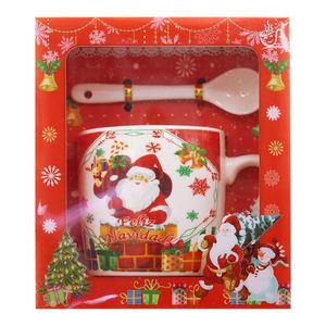 Factory Wholesale <b>Christmas</b> Party Santa Design Red Glazed Printed Cup <b>Christmas</b> Mug With Spoon <b>Gift</b> <b>Box</b> - Product Image 4