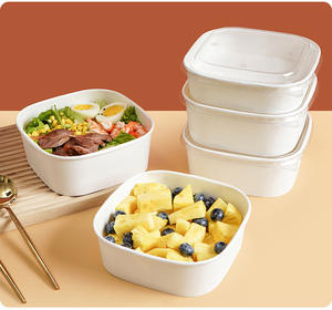 Boîtes à lunch carrées en papier kraft blanc sur mesure en gros, plateaux à fruits, boîtes bento - Product Image 3