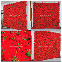 Mur de fleurs artificielles personnalisé en soie carrée, motif floral bleu marine et rose clair, éco-responsable, sur base en tissu enroulable, pour décoration de mariage