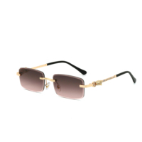 Lunettes de soleil Partagas Fashion Fancy Designer avec logo personnalisé, sans monture, rectangulaires, tête de léopard avec strass, UV400