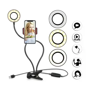 Светодиодный кольцевой светильник для селфи, портативный кольцевой светильник с держателем для сотового телефона, гибкая лампа для потока