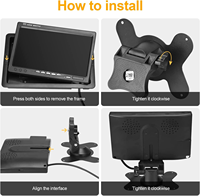 Moniteur LCD TFT étanche pour véhicule, camion, bus, 7 pouces, AHD 720p / 1080P