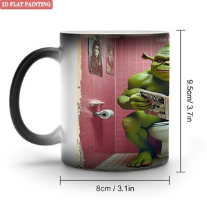 Tasse en céramique magique à changement de couleur 11oz, tasse à thé sensible à la chaleur, noire givrée, légère, pour voyage - Product Image 1
