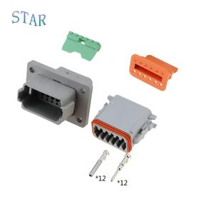 DT04-3P-L012 Konektor Pria, 2/3/4/6/8/12 Pin DEUTSCH Pria Wanita Tahan Air Plug-In dengan DT06-3S Flensa Tetap - Product Image 5