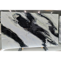 Dalle de marbre KT Stone, noir et blanc, veinage ondulé intense, pour panneaux muraux décoratifs de hall haut de gamme