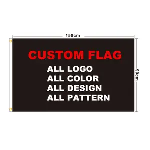 Bendera poliester 90X150Cm 100%, Kustom 3X5 promosi luar ruangan Logo cetak layar sutra bendera iklan merek kustom besar/