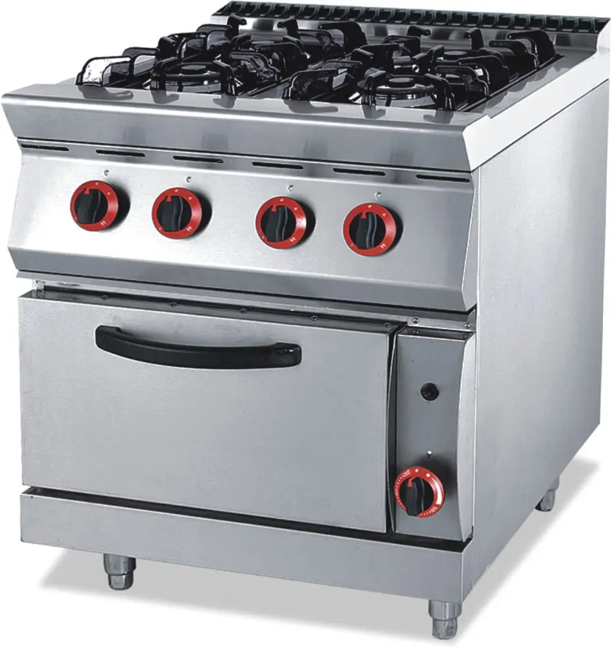 Restaurant Equipment Kitchen Commercial Fast Food Gas Stove 4 Burner Gas Griddle With Oven Combination Cooking Equipment