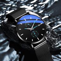 Montre-bracelet en acier inoxydable NYY, bracelet en maille ultra-fin, montre pour homme, luxe, mode, décontractée, simple, montre à quartz, logo