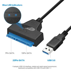 USB 3,0 disco duro SATA III Cable adaptador cable adaptador SATA a USB para 2,5 pulgadas SSD y HDD soporte UASP 9 pulgadas