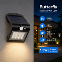 Lumière solaire murale de sécurité à détecteur de mouvement PIR extérieur facile à installer, 220lm 1.5W, alimentée par énergie solaire
