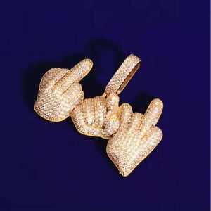 จี้รูปมือสุดหรูหุ้มทองคำประดับเพชรระยิบระยับ สไตล์ฮิปฮอป สำหรับผู้ชาย ใส่ได้ทุกวัน - Product Image 3