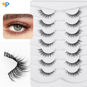 Boîtes de <span class=keywords><strong>cils</strong></span> à marque privée, 7 paires de <span class=keywords><strong>cils</strong></span> <span class=keywords><strong>en</strong></span> gros, haute qualité, bande transparente, effet œil de chat, naturels, frisés, avec logo - Product Image 1