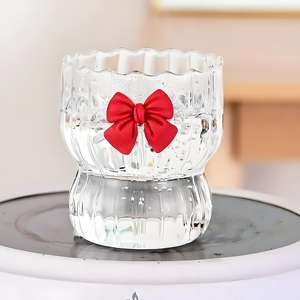 Verres à boire ondulés de 10oz avec gobelet en verre à nœud papillon coupe en verre esthétique rayée <span class=keywords><strong>verrerie</strong></span> ondulée vintage pour cocktail café - Product Image 4