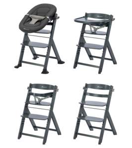 Chaise haute bébé en bois Bebeconfort Timba 2 gris chaud, multifonctionnelle et réglable, pour bébé de 6 mois à 9 ans - Product Image 5