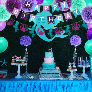 Nicro 73 pièces Décoration de fête sur le thème des sirènes Joyeux <span class=keywords><strong>anniversaire</strong></span> Kit de ballons en aluminium et bannière <span class=keywords><strong>Petite</strong></span> Sirène Fournitures de fête Décoration de table - Product Image 5