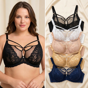 Soutien-gorge en dentelle sexy et élégant pour femme avec détail nœud et structure à armatures robustes - Product Image 3