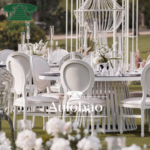 Meubles de salon de mariage, table de mariage en métal blanc avec plateau en verre - Product Image 1