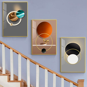 Tranh treo tường nghệ thuật hiện đại, tranh vẽ phong cách trừu tượng, tranh vẽ pha lê sứ, bộ tranh cao cấp mạ vàng trang trí phòng khách, nhà cửa - Product Image 3