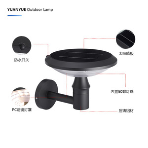 โคมไฟติดผนังพลังงานแสงอาทิตย์ ตัวโคมอลูมิเนียม กันน้ำ IP65 แสงวอร์มไวท์ LED สำหรับสวน 3500K DC 12V ติดตั้งบนผนัง - Product Image 3