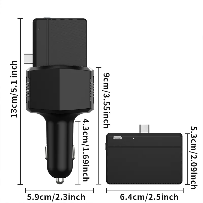 차량용 G728B QC3.0/PD2.0 Type-C/USB 65W 미니 휴대용 파워 뱅크 휴대폰 충전기 12v 담배