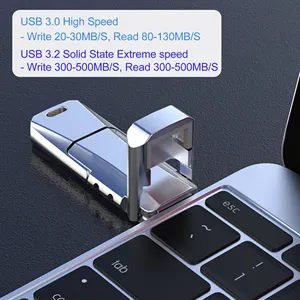 Novo USB de 64GB 128GB 256GB 512GB 1TB 2 em 1 USB-C 3.0 Metal Flash Drive para Smartphones PC Laptops