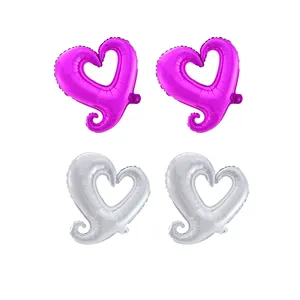 Factory 4pcs Hollow Heart Shape Foil Balloon Set Custom Shape Balloons For Party Decoration