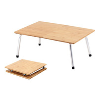 Table pliante portable en bambou Moso naturel, personnalisée en usine, mobilier d'extérieur, design minimaliste moderne, structure métallique, pique-nique