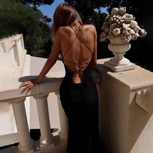 Nouvelle arrivée, prix bas, robe en satin de haute qualité, robe de soirée sexy sans manches, dos nu, maxi, haut de gamme pour femmes - Product Image 5