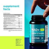 Kapsul Liposomal Nicotinamide Riboside OEM NAD+ Plus Resveratrol Urolithin-A Suplemen Makanan untuk Dewasa Meningkatkan Energi 30