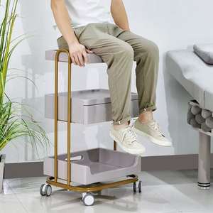 Carrito de Peluquería AY Barber, Extensión de Cabello, Metal Dorado, Blanco, Equipo de Salón de Belleza, Peluquería - Product Image 5