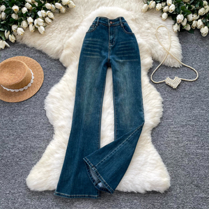 Jean évasé <span class=keywords><strong>taille</strong></span> haute style Y2K vintage <span class=keywords><strong>pour</strong></span> femme, coupe slim, décontracté, long, en denim, <span class=keywords><strong>pour</strong></span> l'automne 2026 - Product Image 1