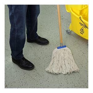 Boardwalk BWK720C Economical <b>Flat</b> <b>Mop</b> Head Rectangle Lie-<b>Flat</b> Metal Plastic Polyester Material Cleaning for Water Floor Set - Product Image 3