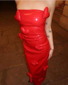 GX0185 Moda 2025 Abito Lungo da Sera <span class=keywords><strong>in</strong></span> <span class=keywords><strong>Pelle</strong></span> di Alta Qualità per <span class=keywords><strong>Donna</strong></span>, Sexy ed Elegante, con Design 3D a Cuore - Product Image 4