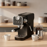 Machine à expresso électrique semi-automatique avec écran tactile, manomètre 15 bars, mousseur à lait, pour 2 tasses, usage domestique