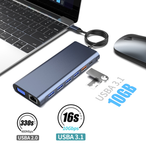 14 in 1 C <strong>Docking</strong> Station Charger Laptop <strong>USB</strong> C Hub <strong>with</strong> Dual 4k 8k SD TF <strong>USB</strong> 3.1 <strong>USB</strong>-C 10GB PD 100W VGA RJ45 3.5mm Audio - Product Image 4