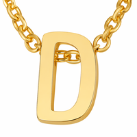Collier en acier inoxydable plaqué or 18 carats avec pendentif alphabet 26 lettres, chaîne délicate, vente en gros de bijoux haut de gamme